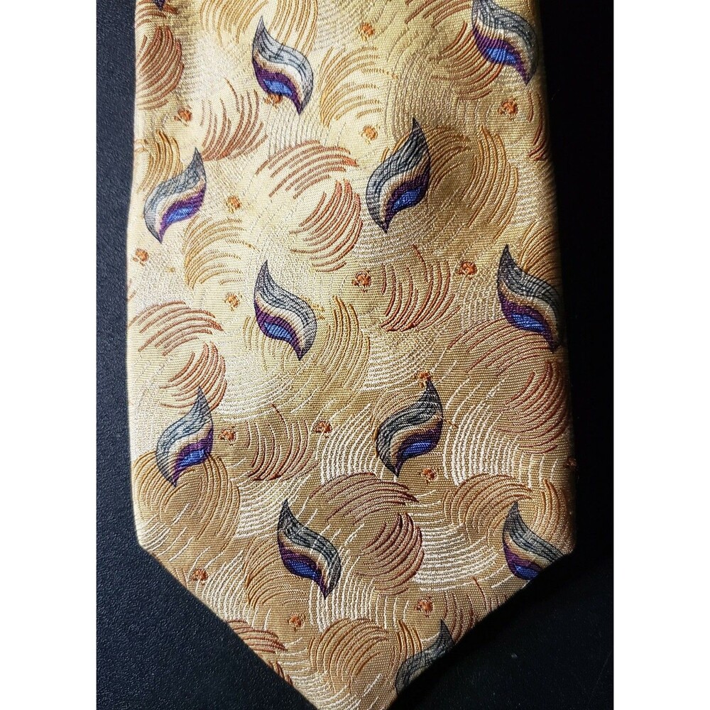 ROBERT TALBOTT Best of Class Silk Mens Necktie Designer Geometric Yellow Gold